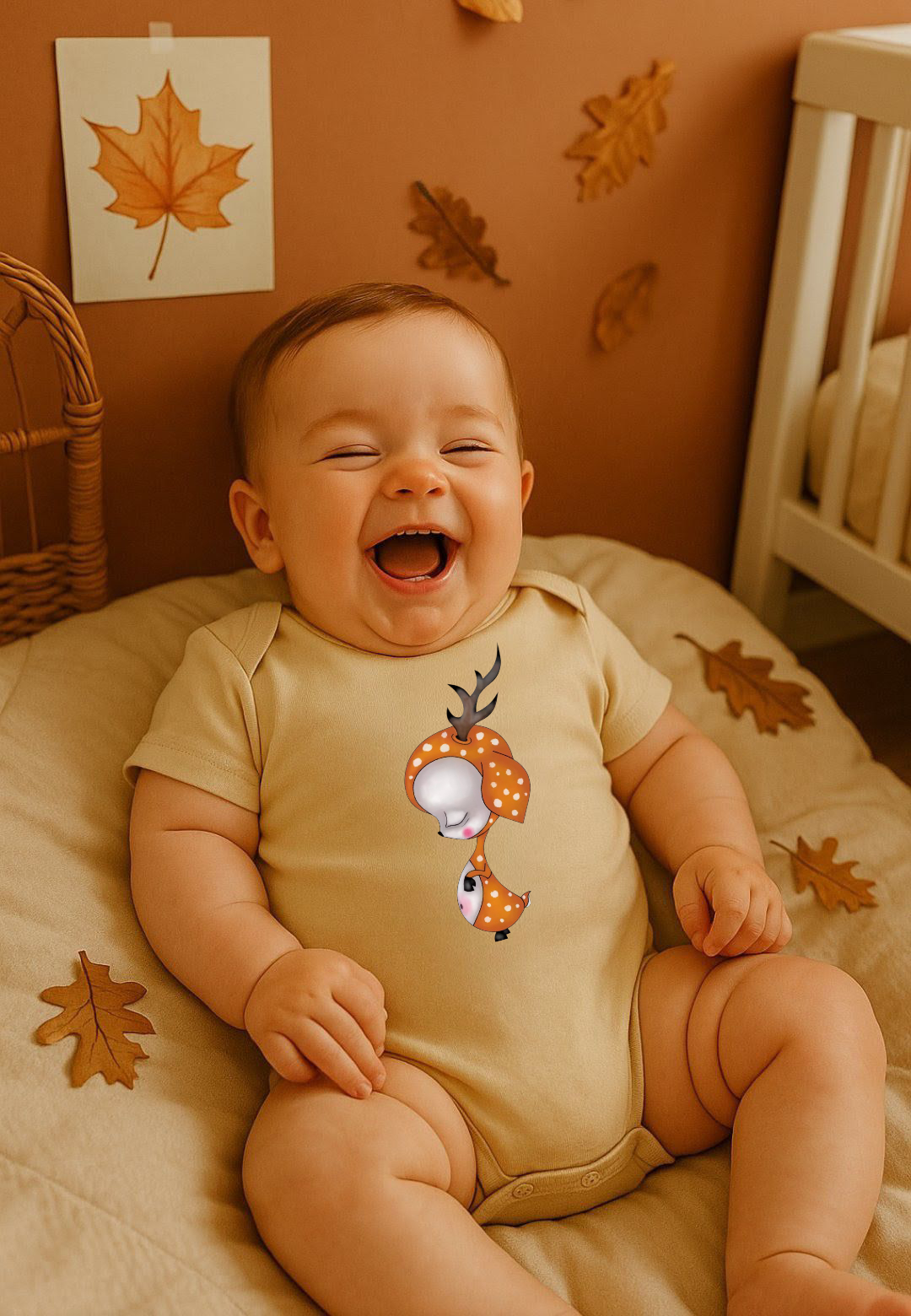 Body bebé de algodón orgánico con estampado de ciervo